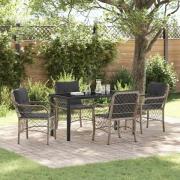 vidaXL Trädgårdsmöbelset med kudde 5 pcs Ljusgrå Poly rattan