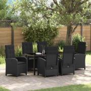 vidaXL Trädgårdsmöbelset 7 pcs Svart konstrotting