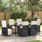 vidaXL Trädgårdsmöbelset 7 pcs Svart konstrotting