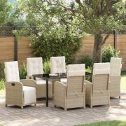 vidaXL Trädgårdsmöbelset 7 pcs Beige konstrotting