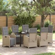 vidaXL Trädgårdsmöbelset 7 pcs Beige konstrotting