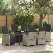 vidaXL Trädgårdsmöbelset 7 pcs Ljusgrå konstrotting
