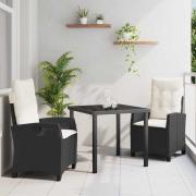 vidaXL Trädgårdsmöbelset 3 pcs Svart konstrotting