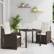 vidaXL Trädgårdsmöbelset 3 pcs Brun konstrotting