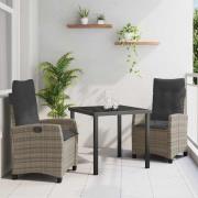 vidaXL Trädgårdsmöbelset 3 pcs Grå konstrotting
