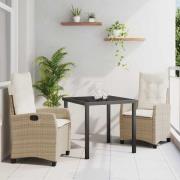 vidaXL Trädgårdsmöbelset 3 pcs Beige konstrotting