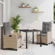 vidaXL Trädgårdsmöbelset 3 pcs Beige konstrotting