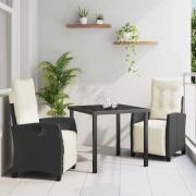 vidaXL Trädgårdsmöbelset 3 pcs Svart konstrotting
