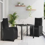 vidaXL Trädgårdsmöbelset 3 pcs Svart konstrotting