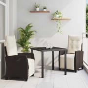 vidaXL Trädgårdsmöbelset 3 pcs Brun konstrotting