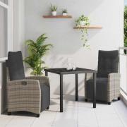 vidaXL Trädgårdsmöbelset 3 pcs Grå konstrotting
