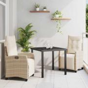 vidaXL Trädgårdsmöbelset 3 pcs Beige konstrotting