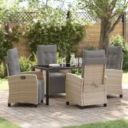 vidaXL Trädgårdsmöbelset 5 pcs Beige konstrotting