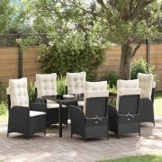vidaXL Trädgårdsmöbelset 7 pcs Svart konstrotting