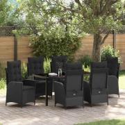 vidaXL Trädgårdsmöbelset 7 pcs Svart konstrotting