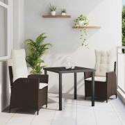 vidaXL Trädgårdsmöbelset 3 pcs Brun konstrotting