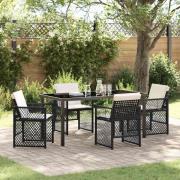 vidaXL Trädgårdsmöbelset 5 pcs Svart konstrotting