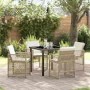 vidaXL Trädgårdsmöbelset 5 pcs Beige konstrotting