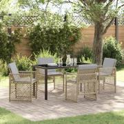 vidaXL Trädgårdsmöbelset 5 pcs Beige konstrotting