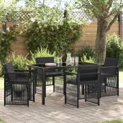 vidaXL Trädgårdsmöbelset 5 pcs Svart Poly rattan