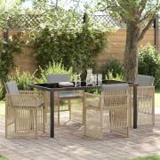 vidaXL Trädgårdsmöbelset 5 pcs Beige Poly rattan