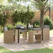 vidaXL Trädgårdsmöbelset 5 pcs Beige konstrotting