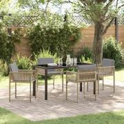 vidaXL Trädgårdsmöbelset 5 pcs Beige konstrotting
