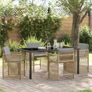 vidaXL Trädgårdsmöbelset 5 pcs Beige konstrotting