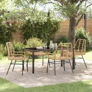 vidaXL Trädgårdsmöbelset 5 pcs Brun konstrotting
