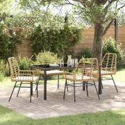 vidaXL Trädgårdsmöbelset 5 pcs Brun konstrotting