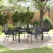 vidaXL Trädgårdsmöbelset 5 pcs Svart konstrotting