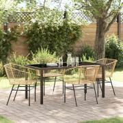vidaXL Trädgårdsmöbelset 5 pcs Brun konstrotting