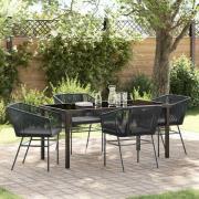 vidaXL Trädgårdsmöbelset 5 pcs Svart Poly rattan