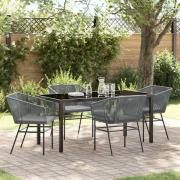 vidaXL Trädgårdsmöbelset 5 pcs Grå Poly rattan