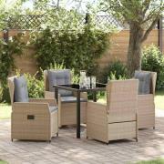 vidaXL Trädgårdsmöbelset 5 pcs Beige konstrotting