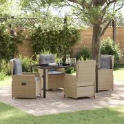 vidaXL Trädgårdsmöbelset 5 pcs Beige konstrotting