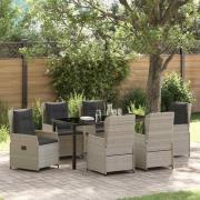 vidaXL Trädgårdsmöbelset 7 pcs Ljusgrå konstrotting