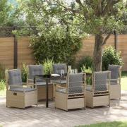 vidaXL Trädgårdsmöbelset 7 pcs Beige konstrotting