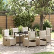 vidaXL Trädgårdsmöbelset 7 pcs Beige konstrotting
