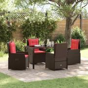 vidaXL Trädgårdsmöbelset 5 pcs Brun Poly rattan