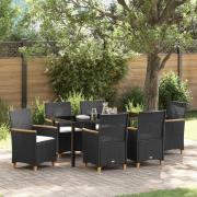 vidaXL Trädgårdsmöbelset 7 pcs Svart konstrotting