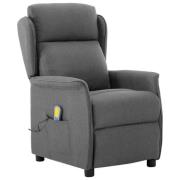 vidaXL Massagefåtölj med kudde Ljusgrå 67.5 x 93.5 x 101.5 cm tyg