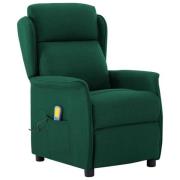 vidaXL Massagefåtölj med kudde Mörkgrön 67.5 x 93.5 x 101.5 cm tyg