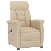 vidaXL Massagefåtölj med kudde Kräm 70.5 x 96.5 x 95 cm Tyg och metall