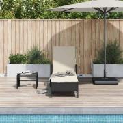 vidaXL Solsäng Reclining med kudde Svart 157 x 55 x 92cm konstrotting