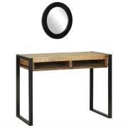 vidaXL Sminkbord med hylla Brun 100 x 50 x 75 cm Massivt Mangoträ