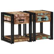 vidaXL Nattduksbord med låda 2 pcs Flerfärgsdesign 40 x 40 x 50 cm