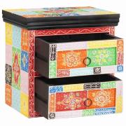 vidaXL Nattduksbord Flerfärgsdesign 40 x 30 x 40 cm Massivt Mangoträ