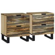 vidaXL Nattduksbord 2 pcs Brun 40 x 33 x 46 cm massivt mangoträ