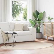 vidaXL Områdesmattor Oval HUARTE Beige 140 x 200 cm 100% Polyester